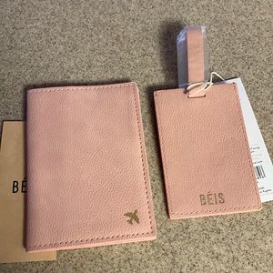 New BEIS pink/mauve luggage tag and passport holder